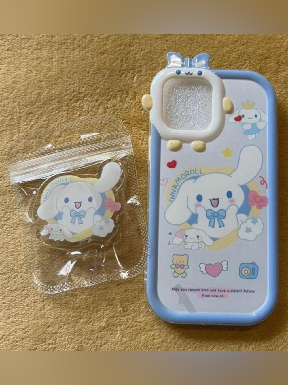 Cinnamoroll Blue iPhone Case And Phone Grip Attachment Bundle Multiple Sizes